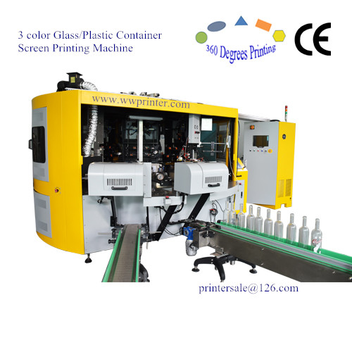 3 color glass container screen printing machine
