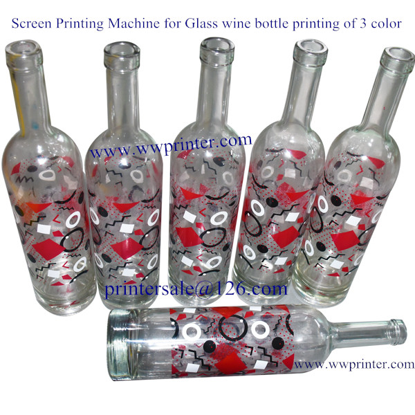 Glass wine bottle screen printed samples