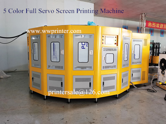 5 Color Full Servo Glass Bottle Screen Printing Machine