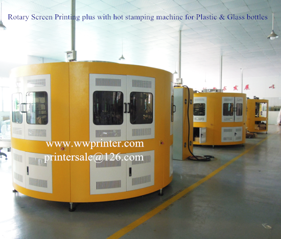 Rotary Glass Bottle Screen Printing with Hot stamping machine