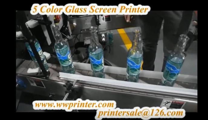 5 color glass beer bottle silk screen printing machine