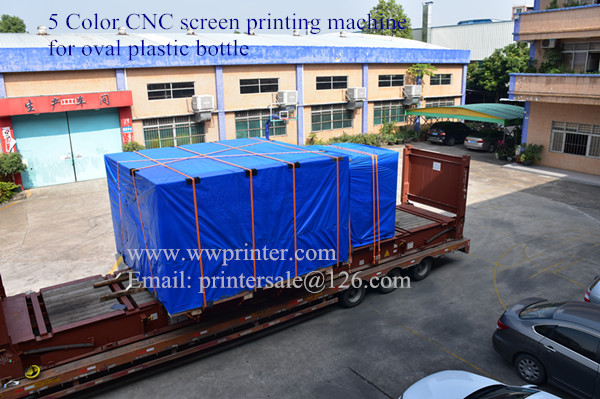 Deliver CNC plastic bottle screen printing machine to Europe customer