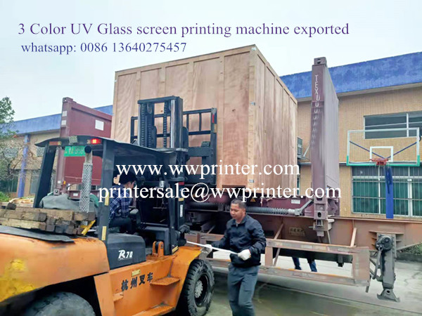 Automatic 3 Color UV Glass screen printing machine 