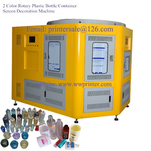 2 Color Rotary Plastic Bottle/Container Screen Decoration Machine 