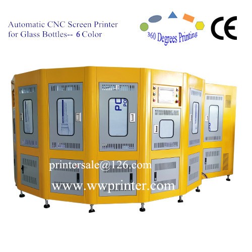 6 Color CNC Glass Bottle Screen Printer